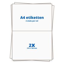 A4 etiketten 2/vel, 210 x 148 mm