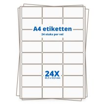 A4 label etiketten 24/vel, 63,5 x 33,9 mm