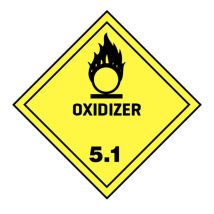 Gevaarsetiket klasse 5.1 100x100 mm zelfklevend papier op rol OXIDIZING AGENT