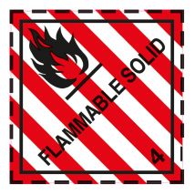 Gevaarsetiket klasse 4.1 250x250 mm zelfklevend vinyl op vel