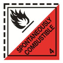 Gevaarsetiket klasse 4.2 250x250 mm zelfklevend vinyl op vel