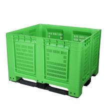 Palletbox Kunststof Geperforeerd 1200x1000x790 mm Groen 3 sleden