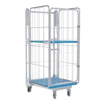 Nestbare Rolcontainer 1450 Kunststof 4-zijdig met Plank