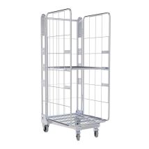 Nestbare Rolcontainer 1630 Metaal 3-zijdig met Plank
