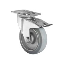 Zwenkwiel met Rem Ø125 mm Alu/Elastiek Grijs 250 kg