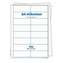 A4 etiketten Transparant 16 per vel 105x37 mm - 25 vellen