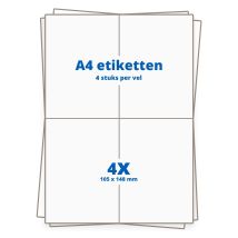 A4 adresetiketten 4/vel 105 x 148 mm met afstriprand - 1000 vel