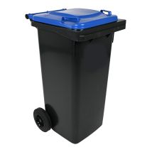 Minicontainer 120 liter Grijs met Blauwe Deksel - DIN-opname