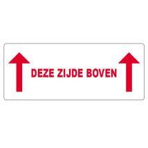 Etiket DEZE ZIJDE BOVEN, Rood 150x60 mm - 500 etiket/rol 