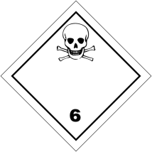 Gevaarsetiket klasse 6.1 100 x 100 mm zelfklevend papier op rol - 1000 stuks