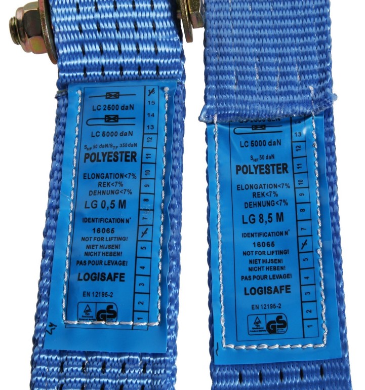 Spanband blauwe label